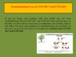 Troubleshooting Sync in FTM 2017 and FTM 2019