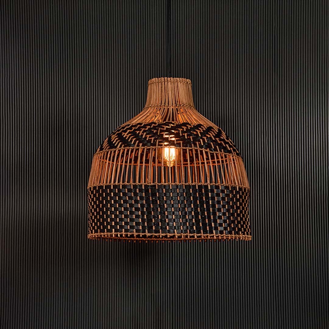 Herringbone Rattan Pendant Light