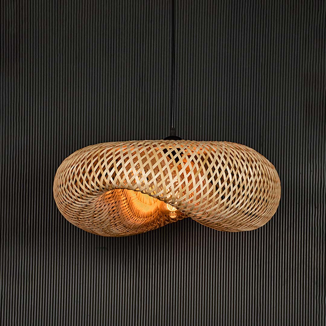 Straw Hat Bamboo Handcrafted Lamp