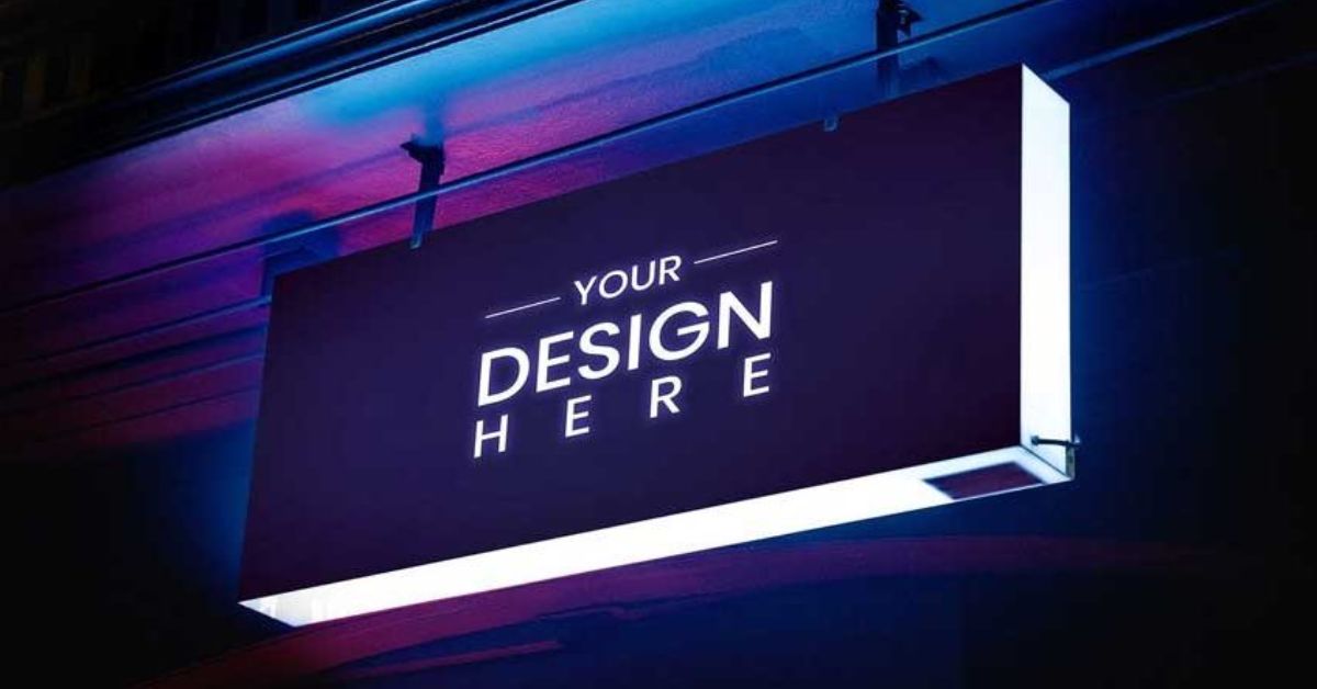 A modern business sign board showcasing creative elements like LED lighting and custom designs, highlighting innovative approaches to attract customers and enhance brand visibility.