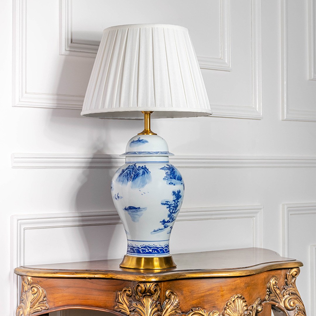 delilah blue ceramic table lamp