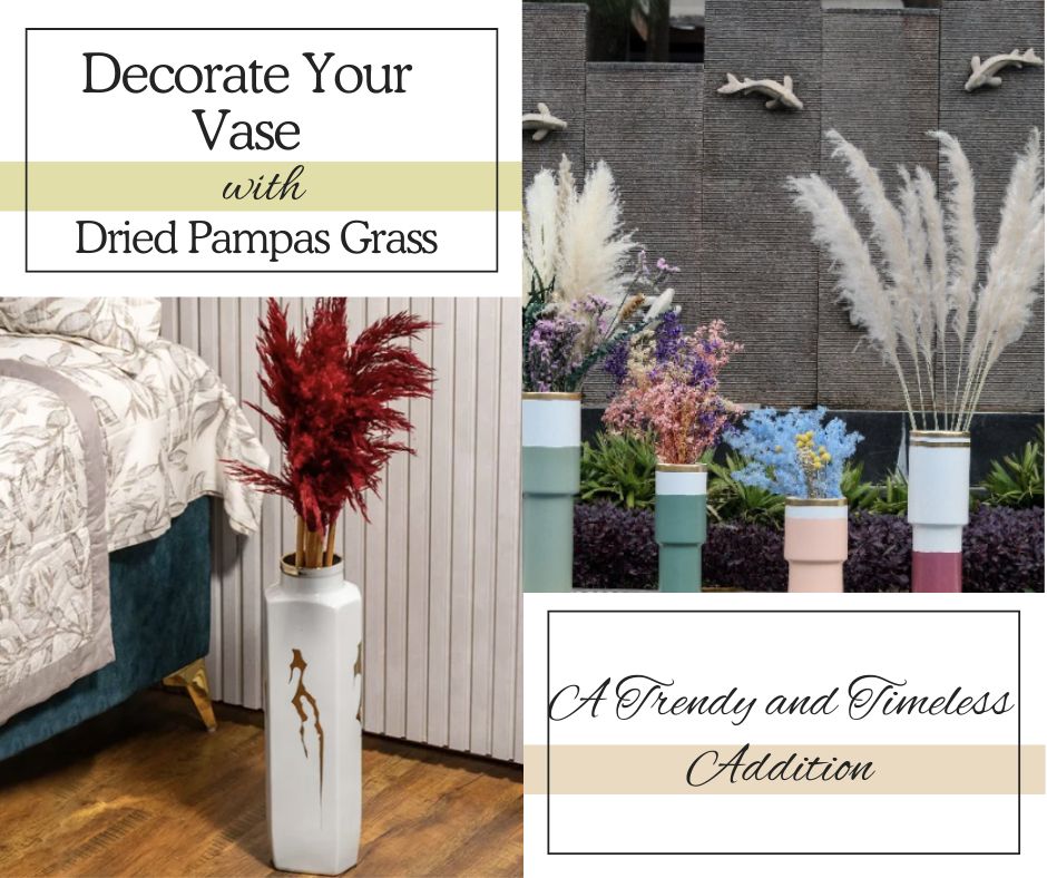pampas grass decor with vases